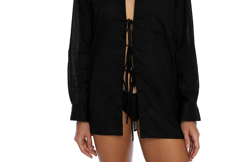 String Blouse / Black organic cotton