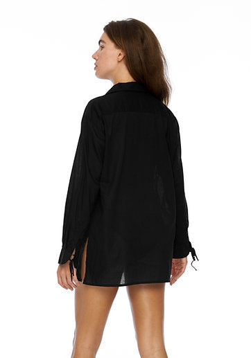 String Blouse / Black organic cotton