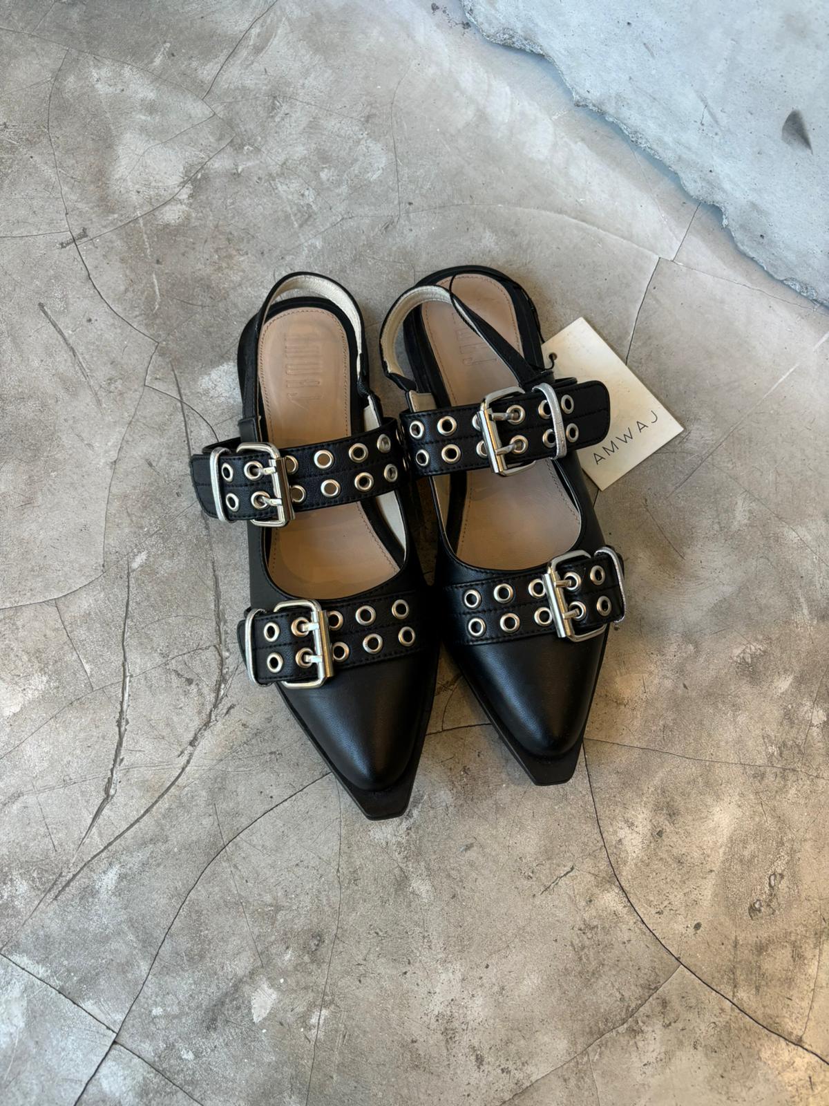 Leather belt sandal / Black - BURO