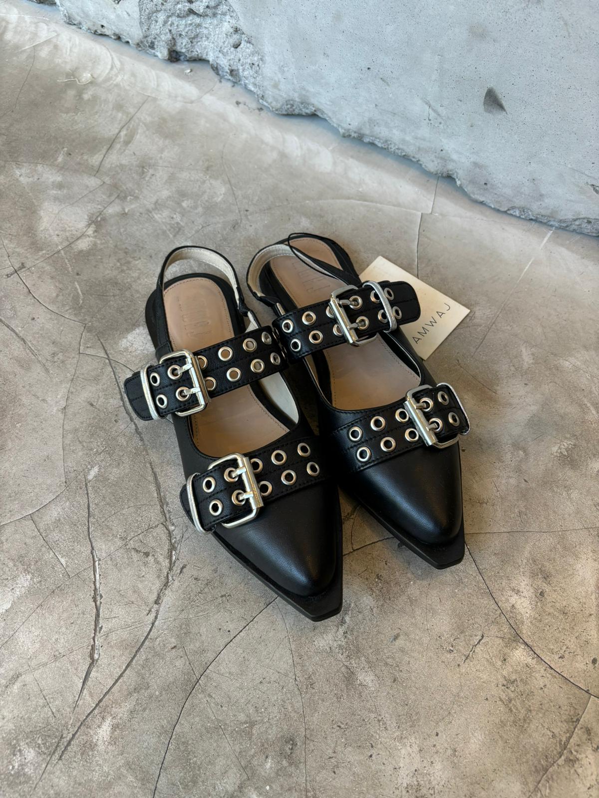 Leather belt sandal / Black - BURO