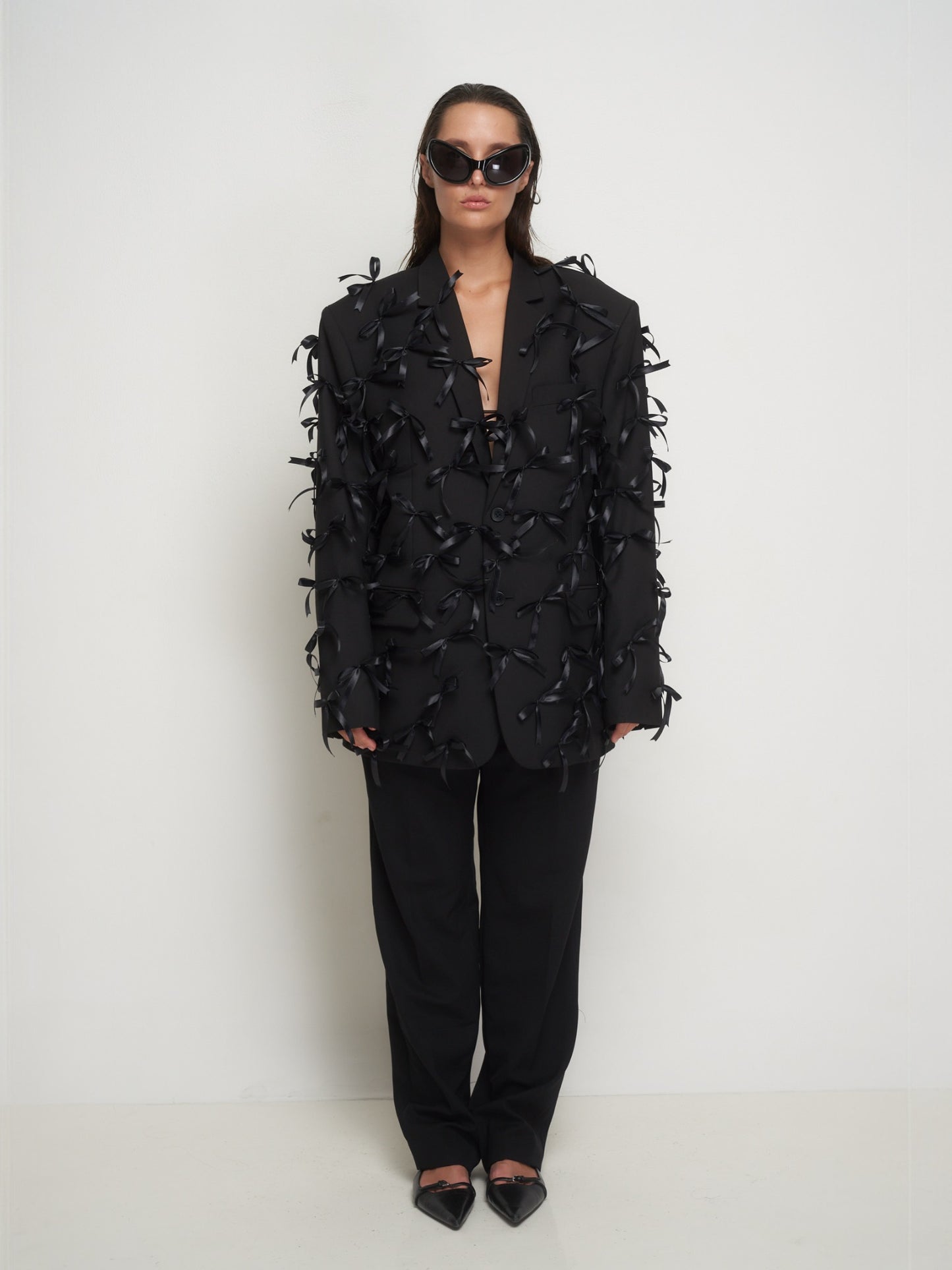 Black jacket small bows