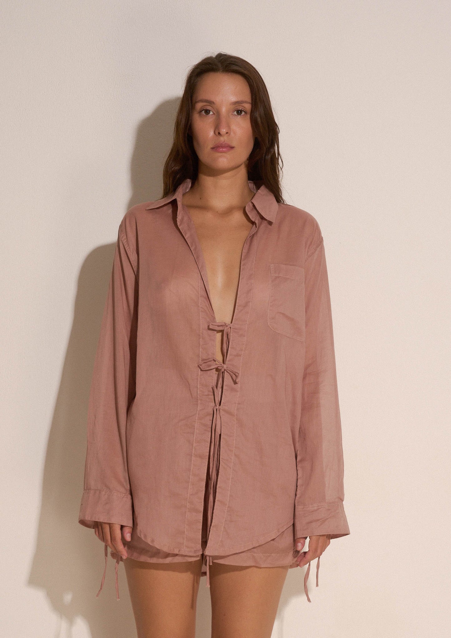 Dusty rose string blouse / Organic cotton - BURO