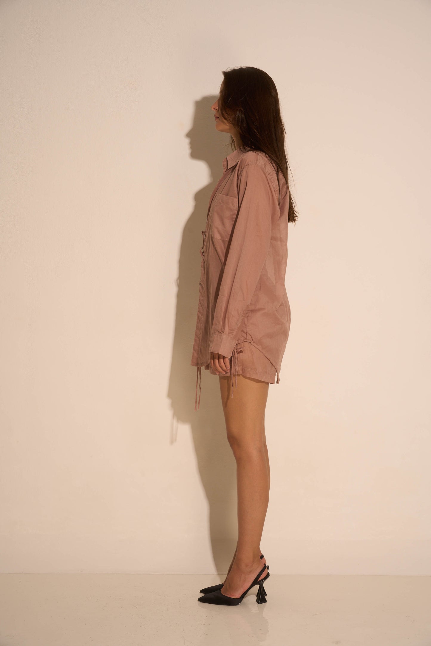 Dusty rose string blouse / Organic cotton - BURO