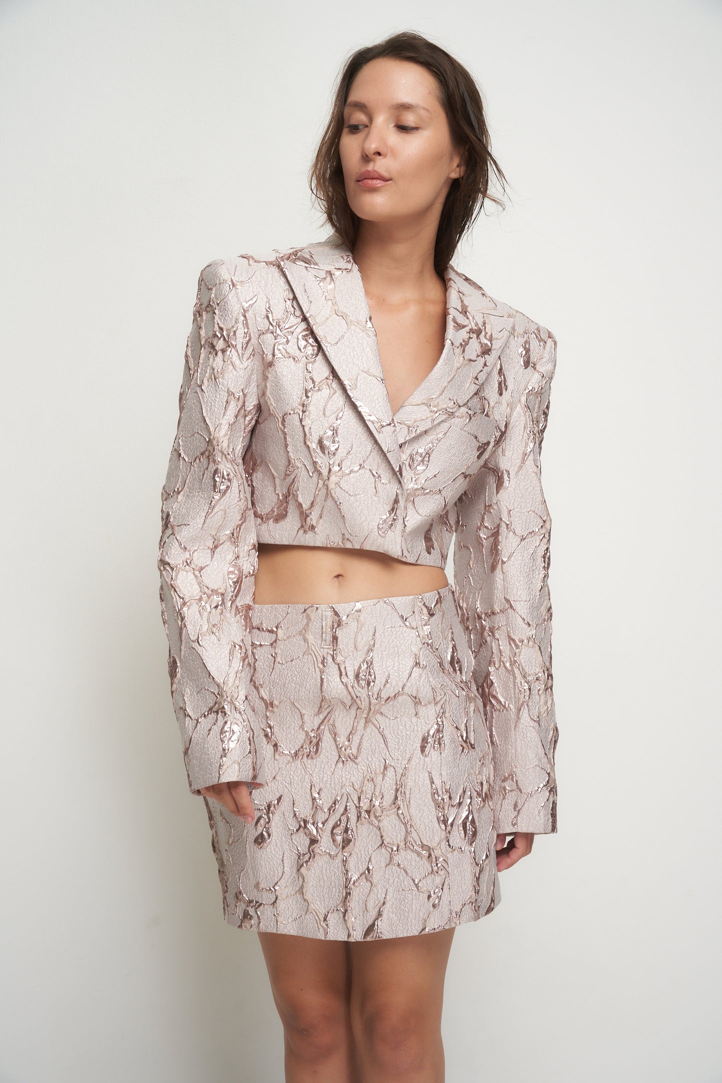 Pink jacket drops of roses