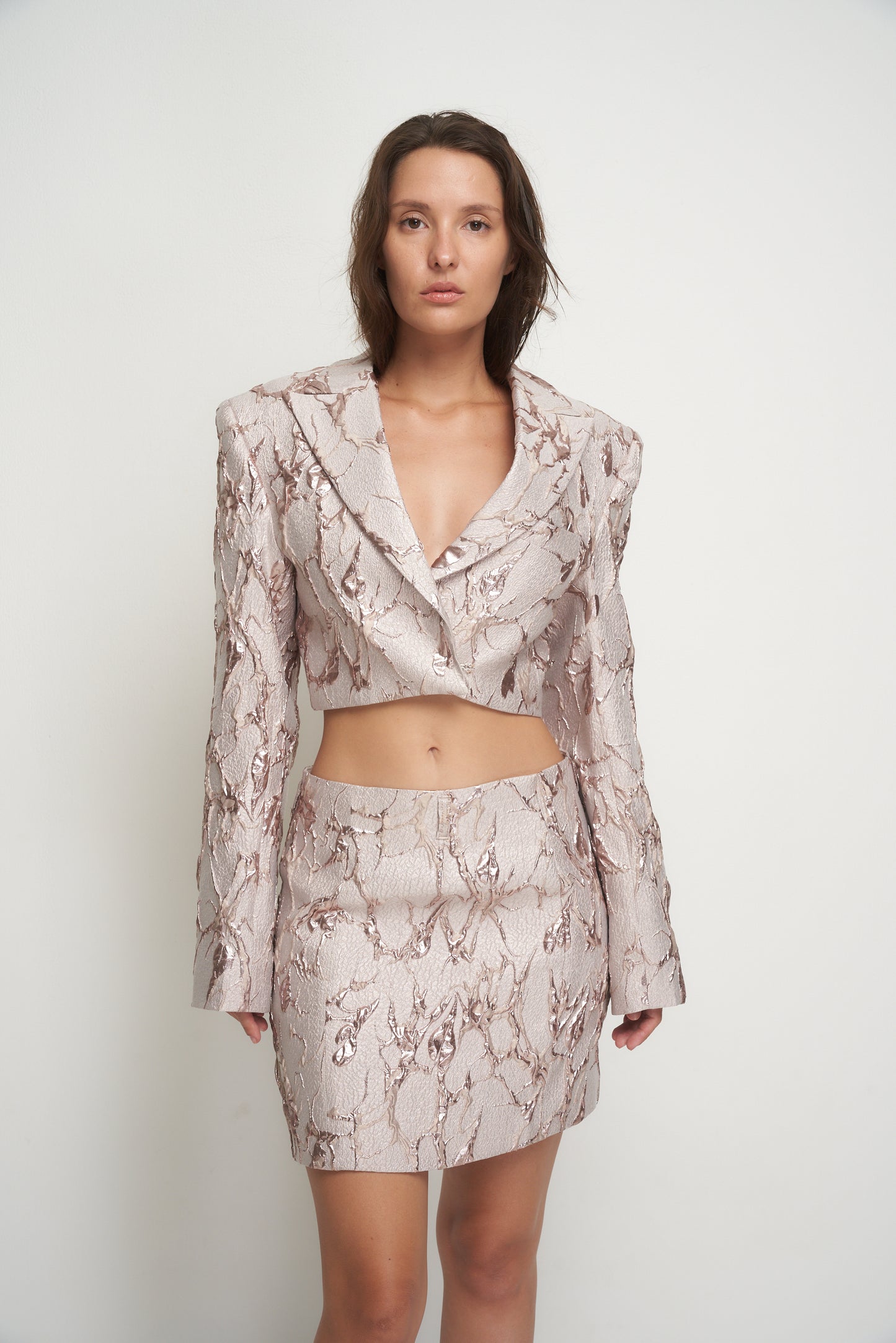 Pink jacket drops of roses