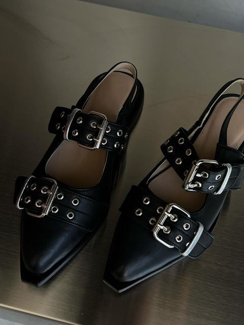 Leather belt sandal / Black - BURO