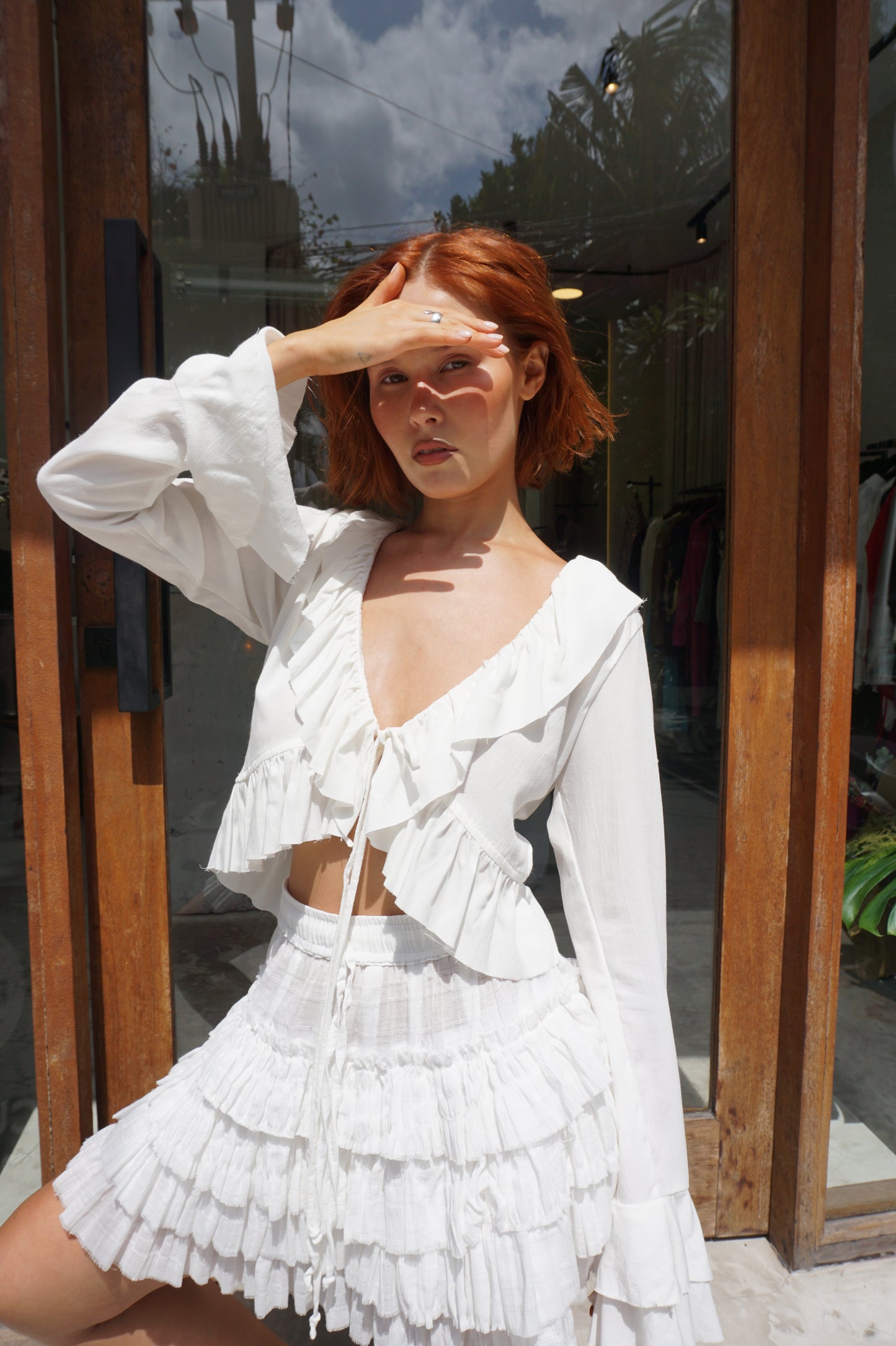 Ruffled blouse/ Bamboo viscose - BURO