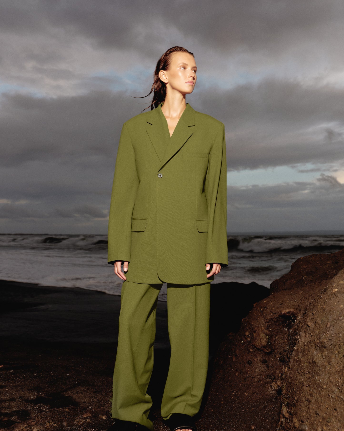 Olive suit
