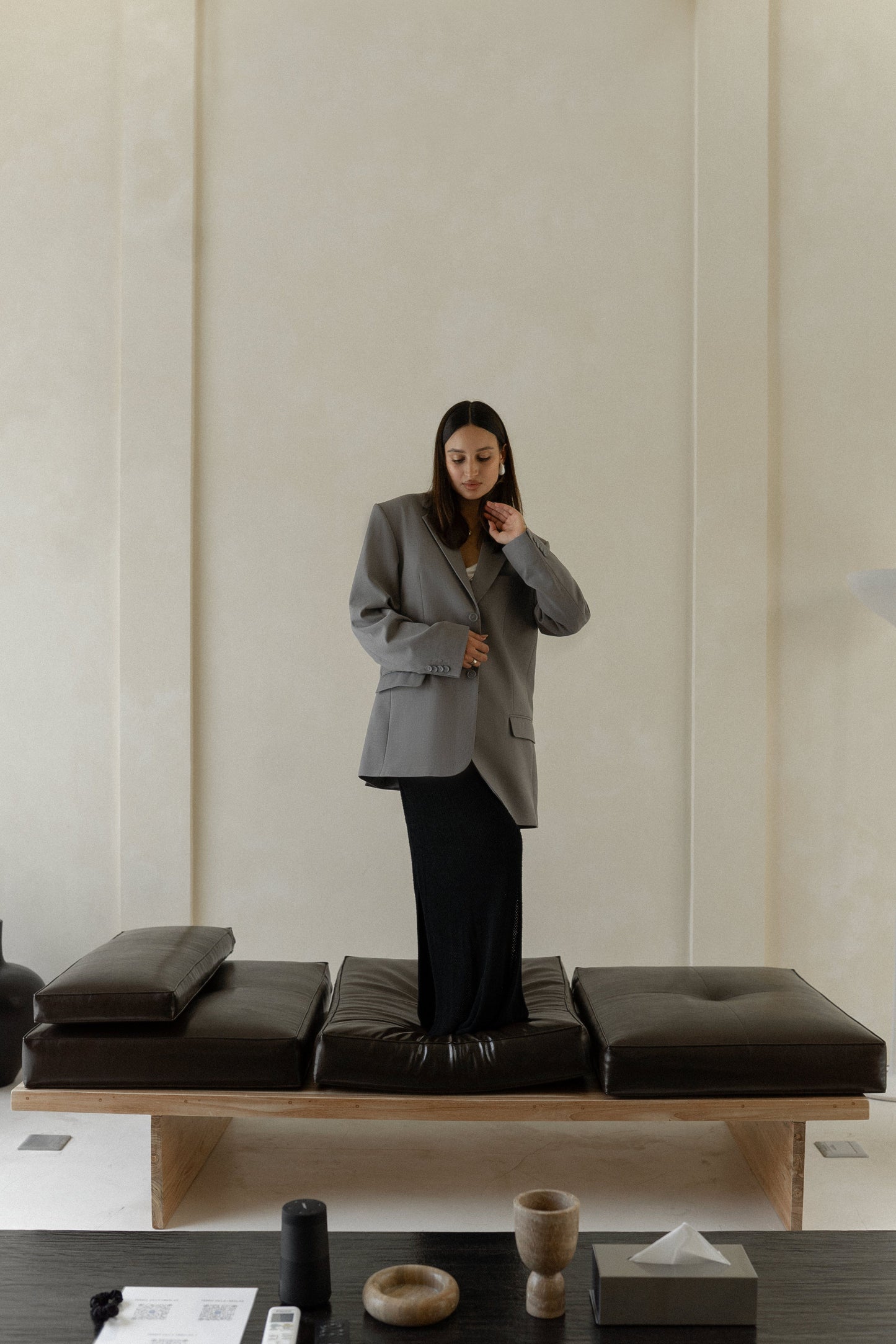 Grey jacket different lengths