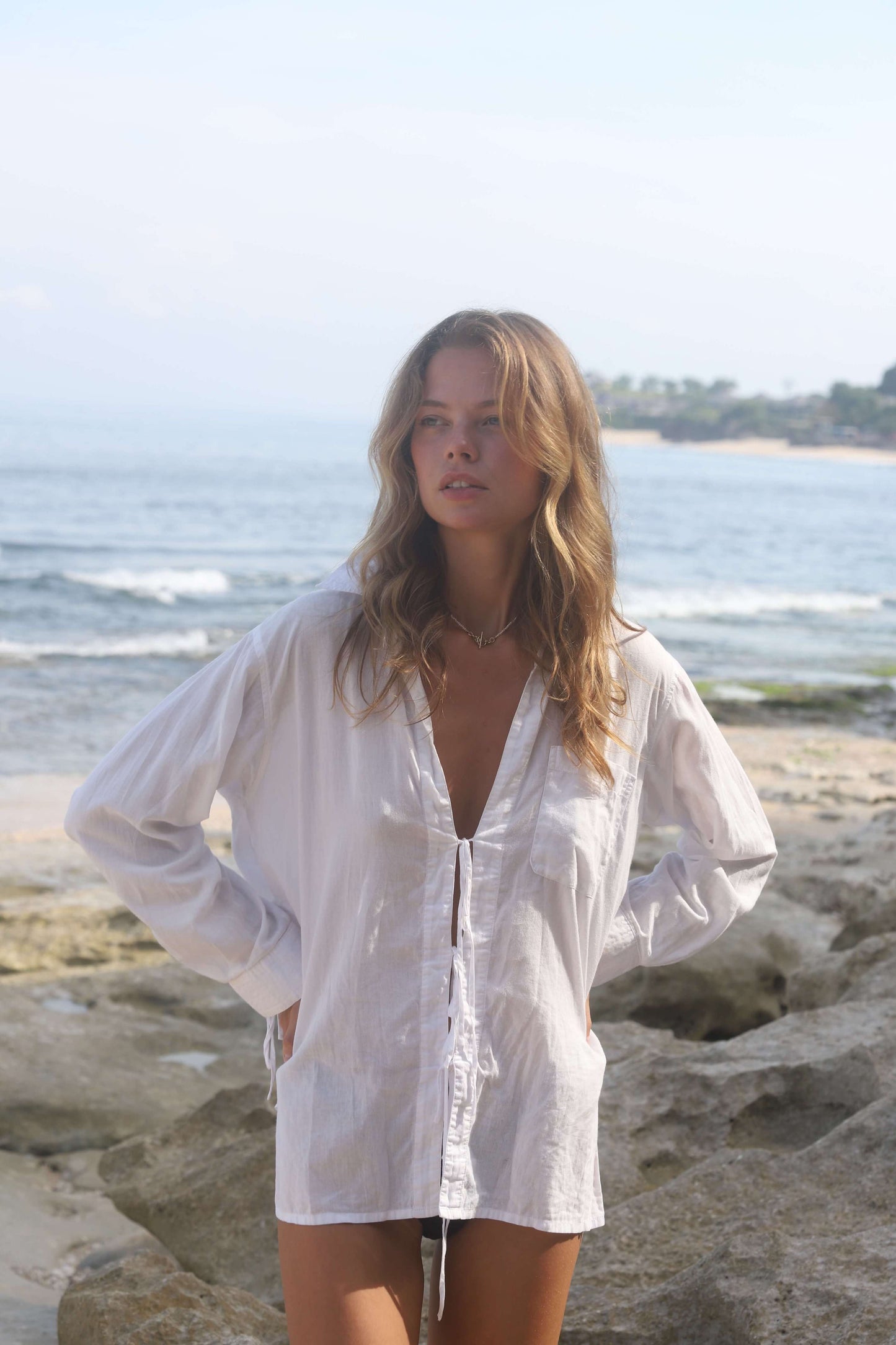 String blouse / White organic cotton - BURO