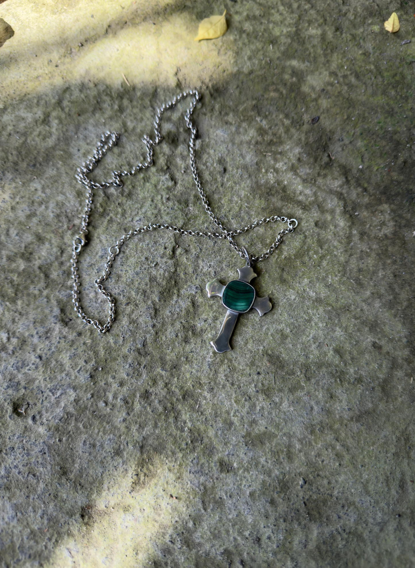 Unisex “Liam” Malachite cross necklace