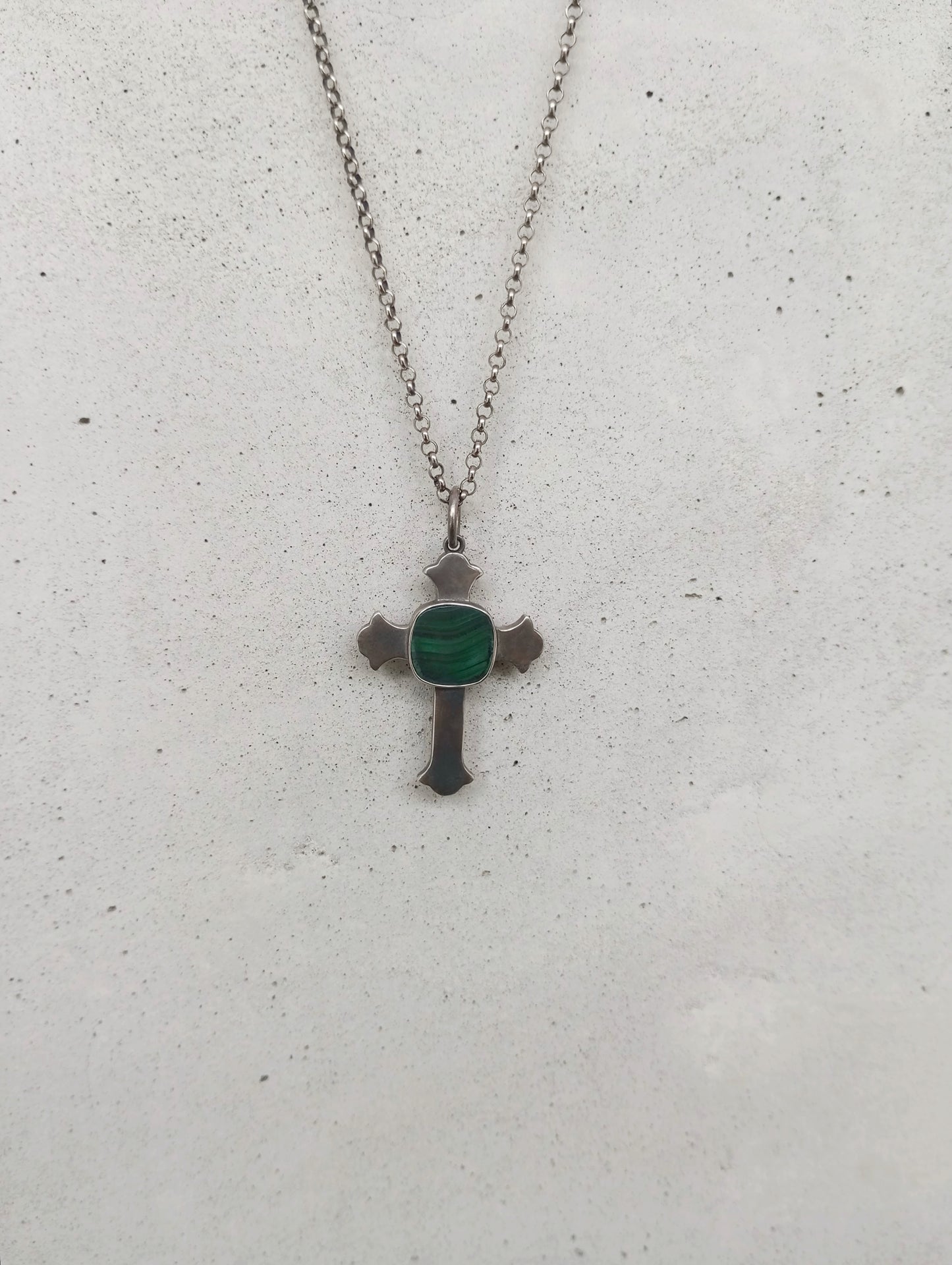 Unisex “Liam” Malachite cross necklace