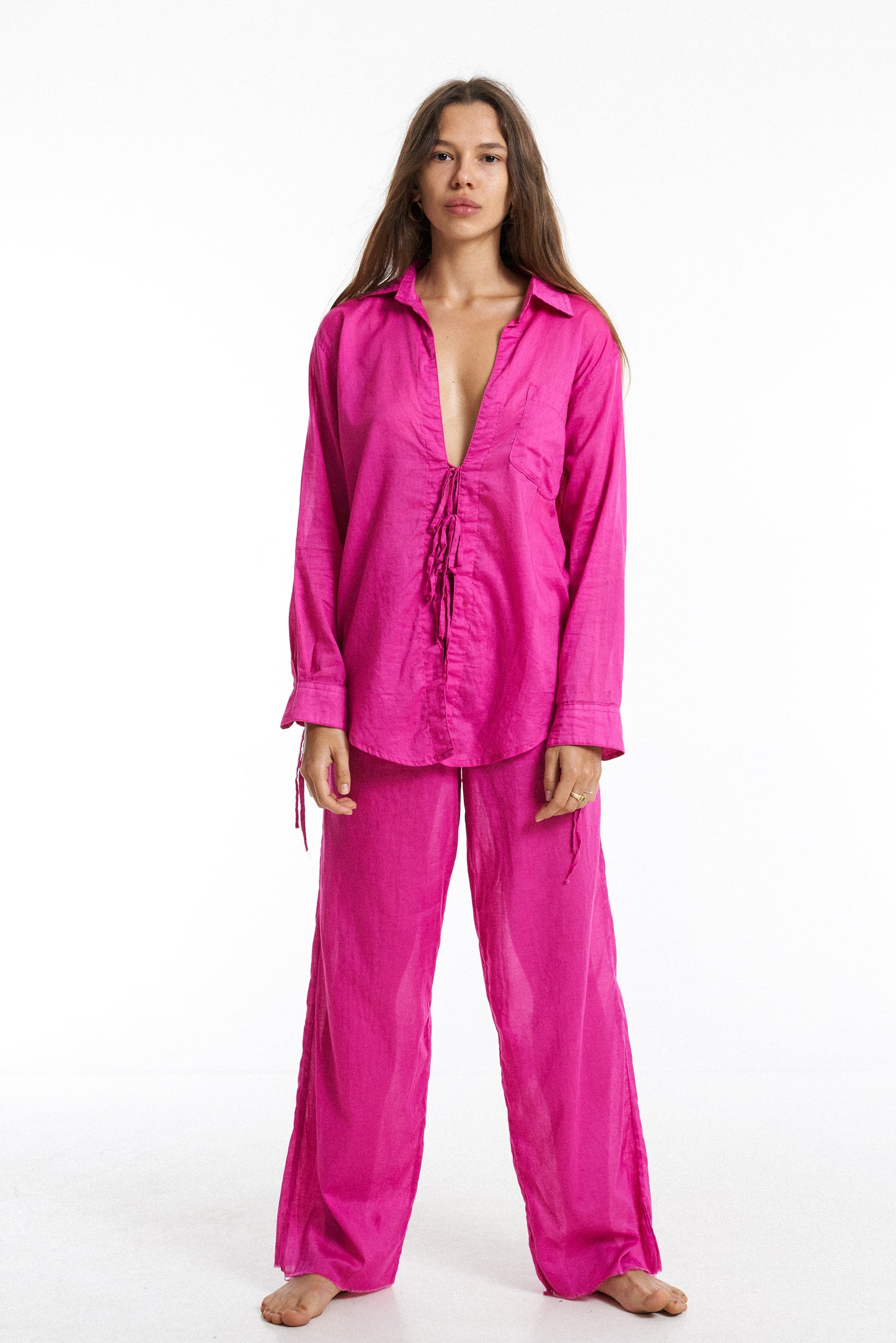 String Blouse / Dragonfruit organic cotton - BURO