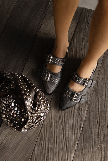 Leather belt sandal / Brushed grey - BURO