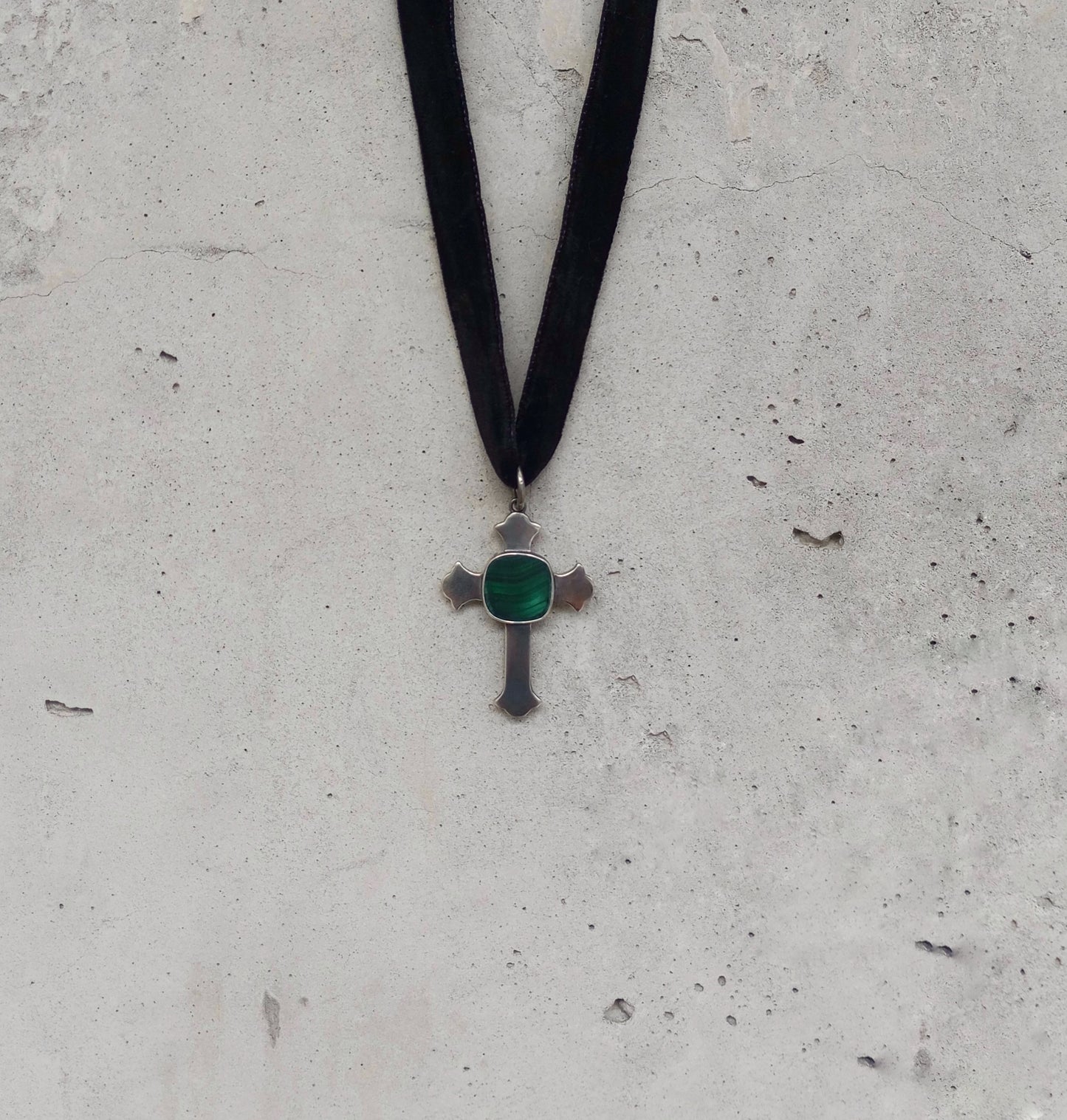 Unisex “Liam” Malachite cross necklace