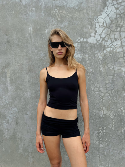 “Sore” raw edges tank top (blk)
