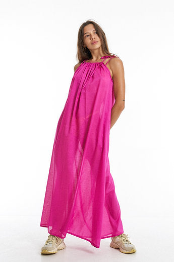 Premium organic cotton Long dress / Dragonfruit pink