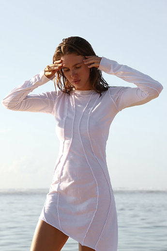 Asymmetrical dress / White organic cotton
