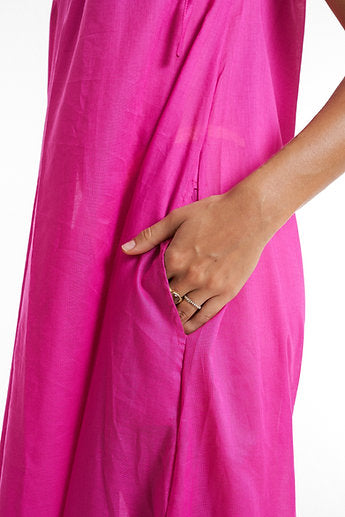 Premium organic cotton Long dress / Dragonfruit pink