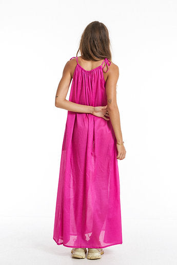 Premium organic cotton Long dress / Dragonfruit pink
