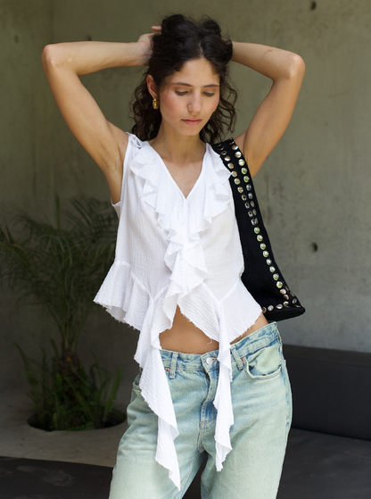 Studded suede bag
