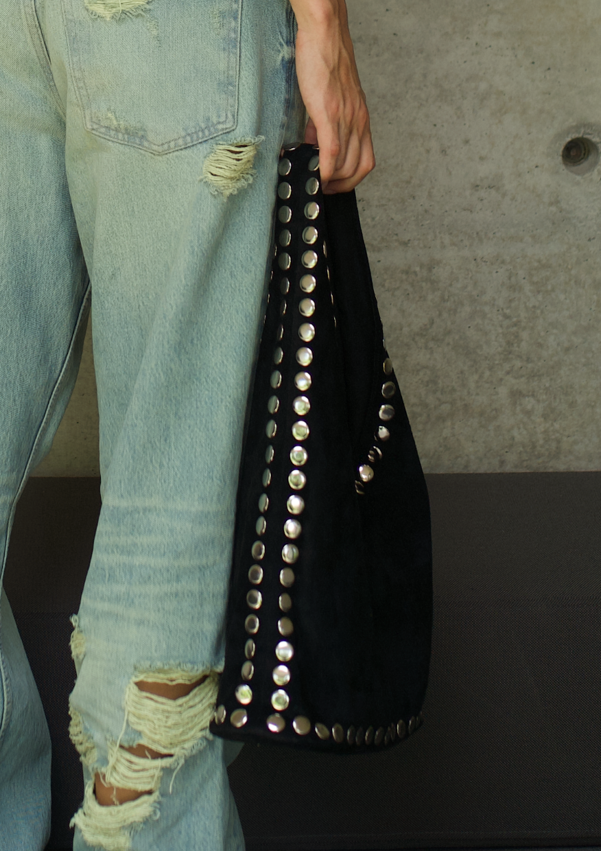 Studded suede bag