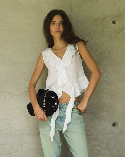 Studded suede bag