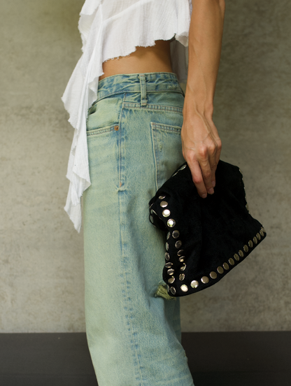 Studded suede bag