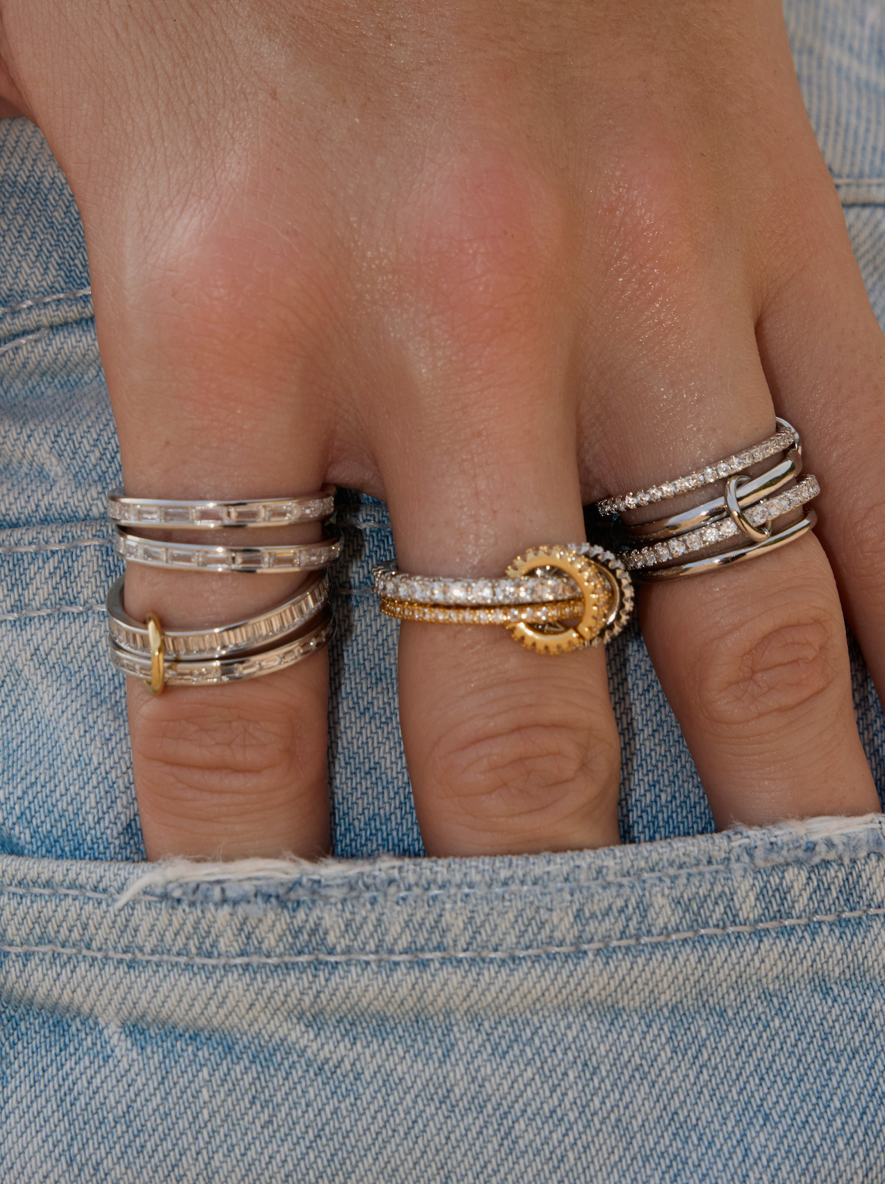 Serpent Double Ring Silver&Gold