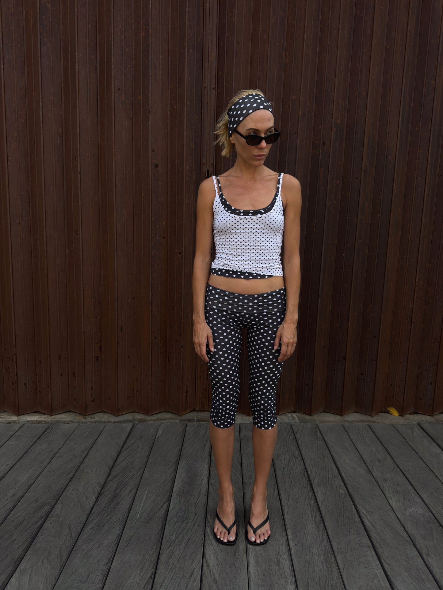 “Sena” raw edges capri leggings + headband