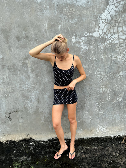 “Sore” raw edges tank top (polka dot)