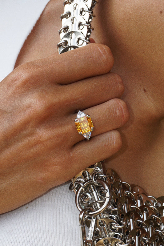 "Trophy wife" ring with 5ct diamond cut cubic zirconia