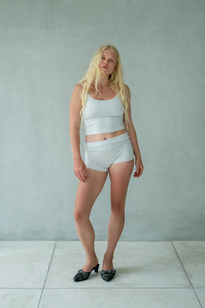 “Sore” raw edges tank top (grey rib)