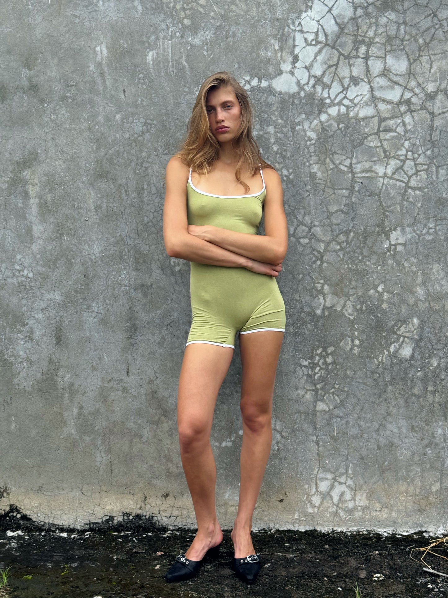 “Otto” raw edges bodysuit (matcha)