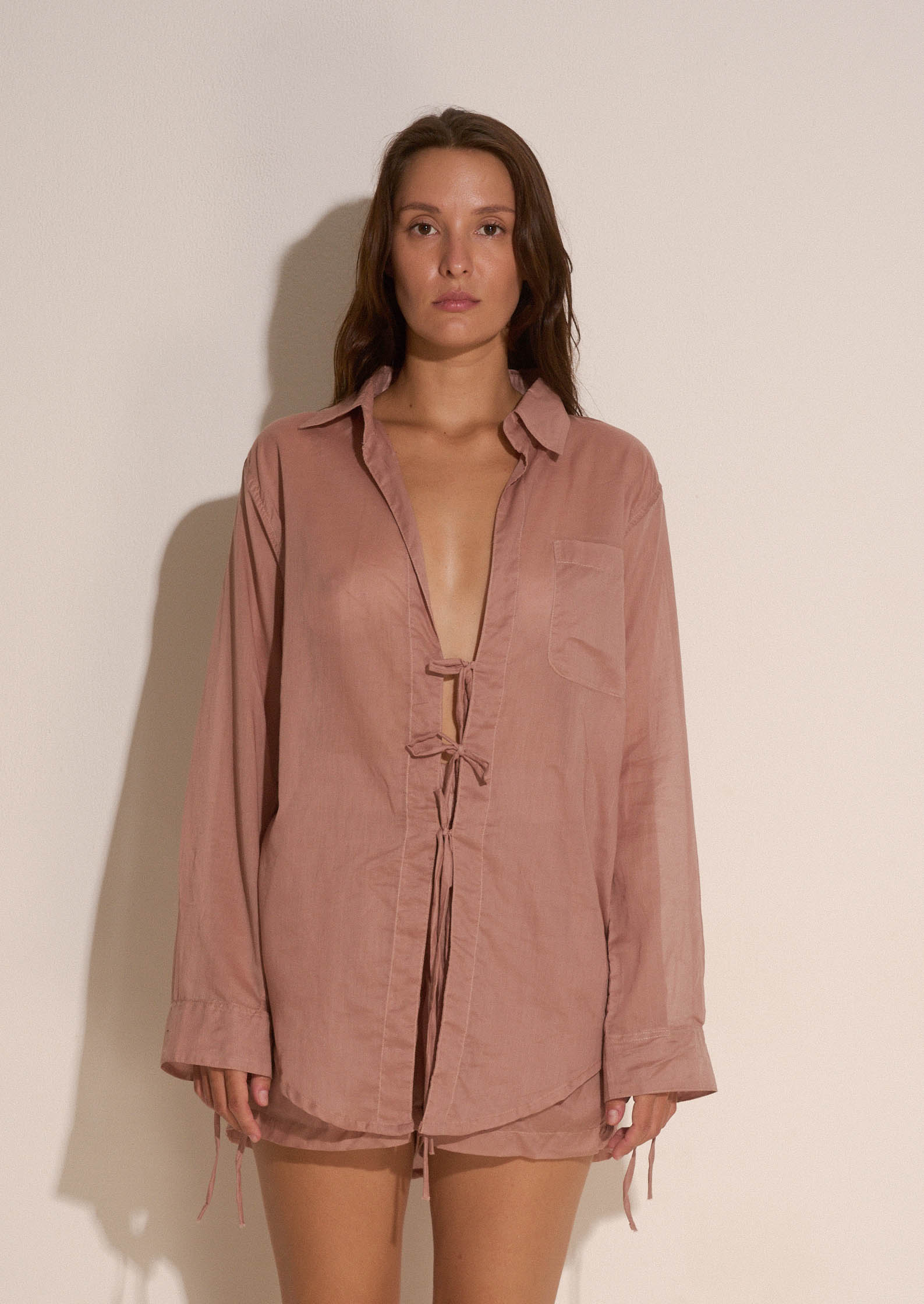 Dusty rose string blouse / Organic cotton - BURO