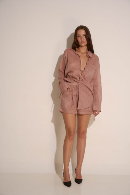 Dusty rose string blouse / Organic cotton - BURO