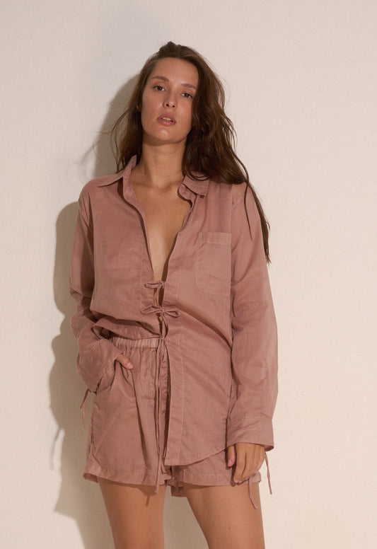 Dusty rose string blouse / Organic cotton - BURO