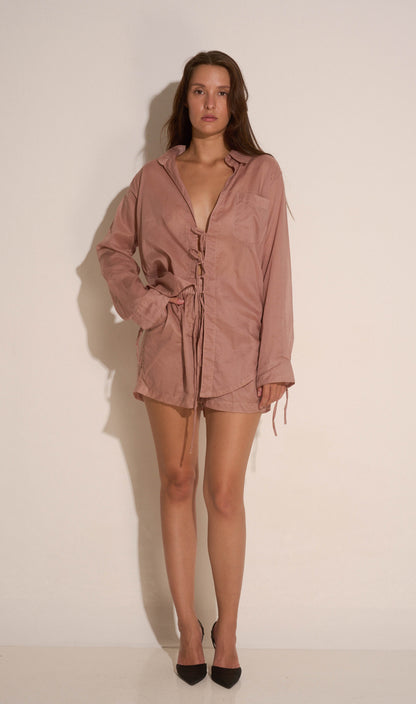 Dusty rose string blouse / Organic cotton - BURO