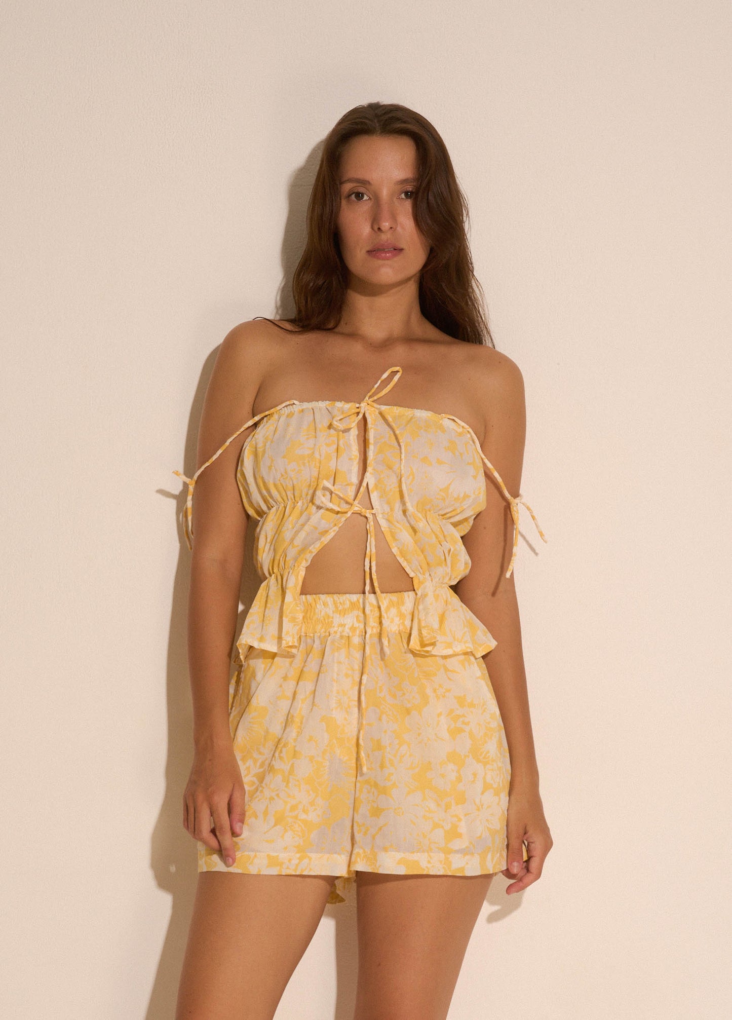 Hawaii print string top / organic cotton - BURO