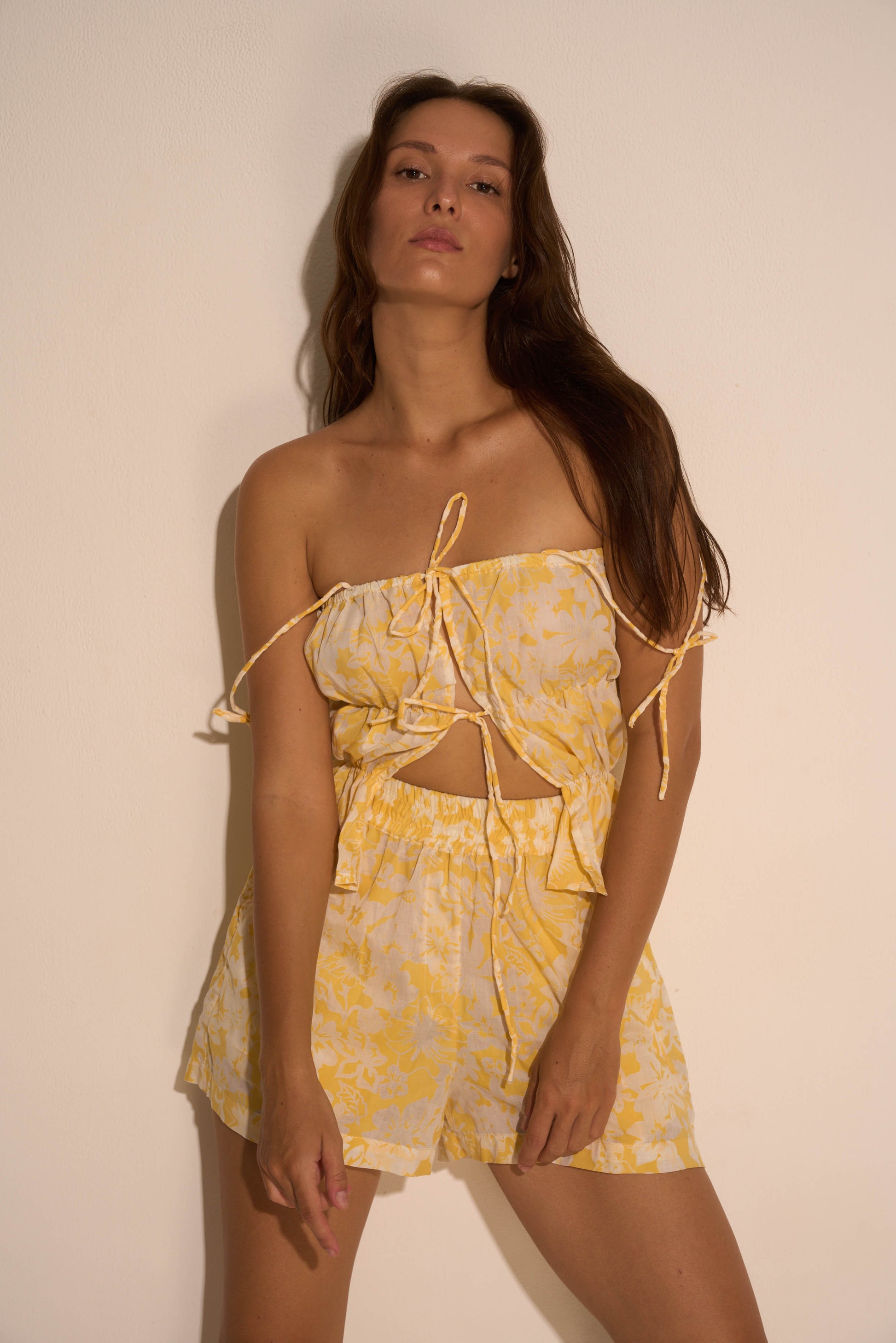 Hawaii print string top / organic cotton - BURO