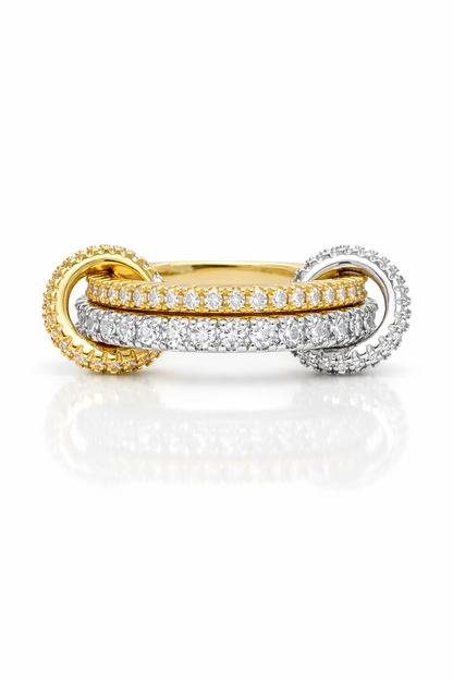 Serpent Double Ring Silver&Gold