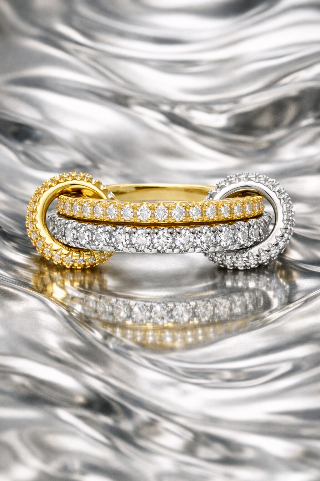 Serpent Double Ring Silver&Gold