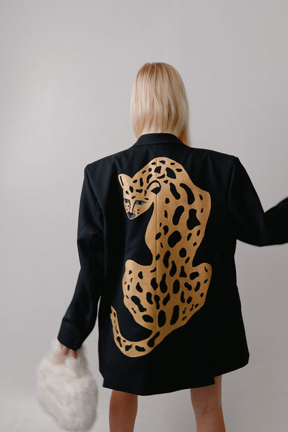Black leopard jacket