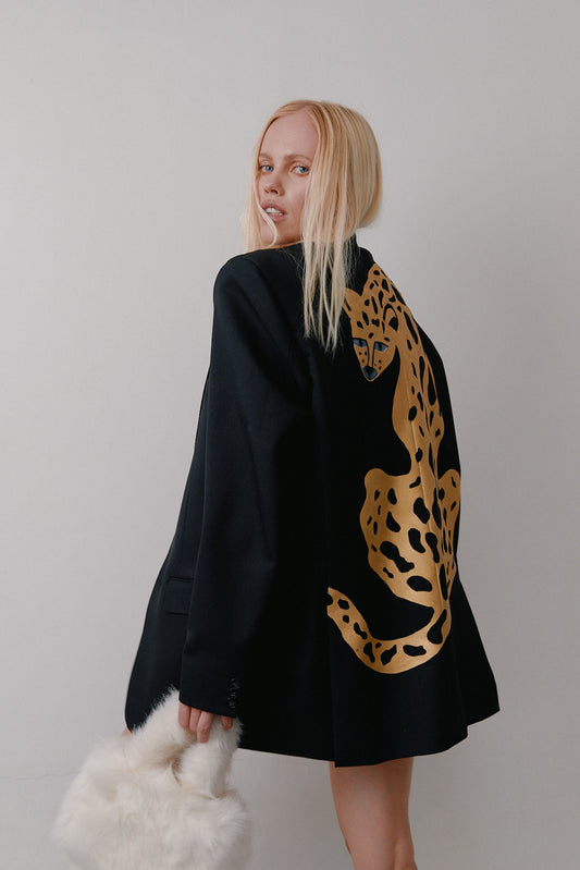 Black leopard jacket