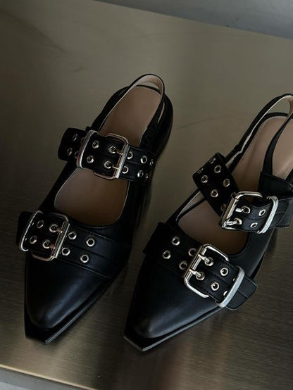 Leather belt sandal / Black - BURO