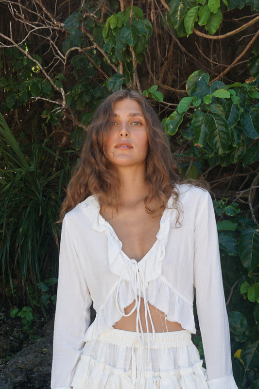 Ruffled blouse/ Bamboo viscose - BURO
