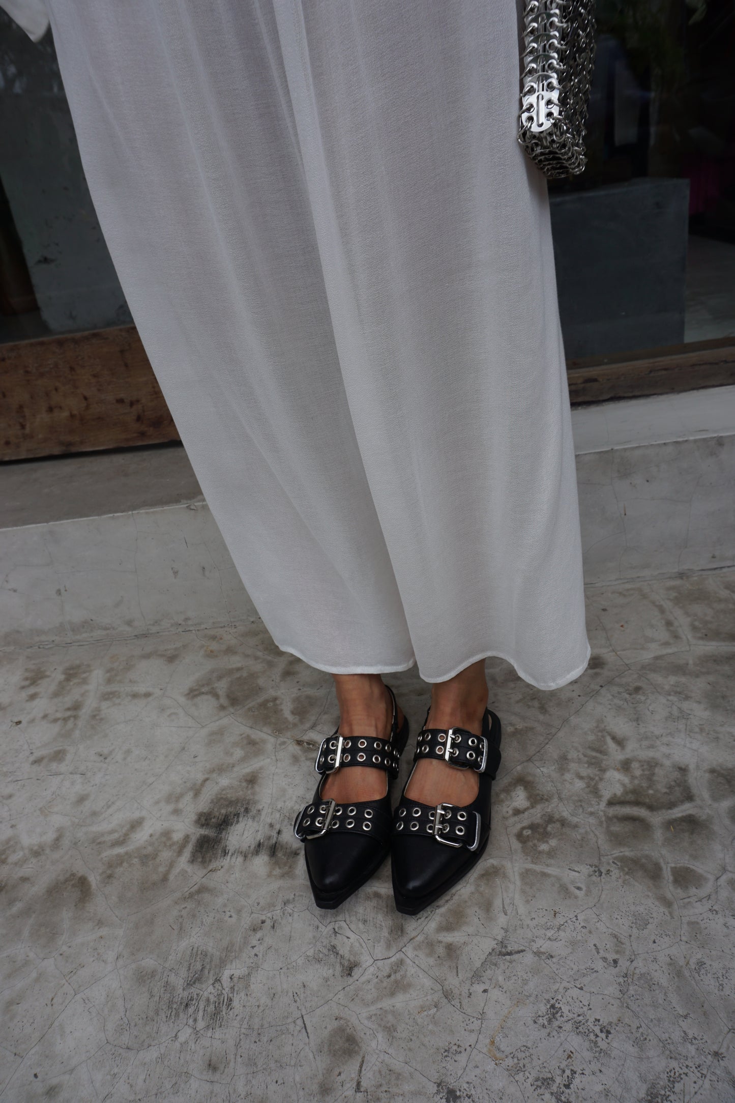 Leather belt sandal / Black - BURO
