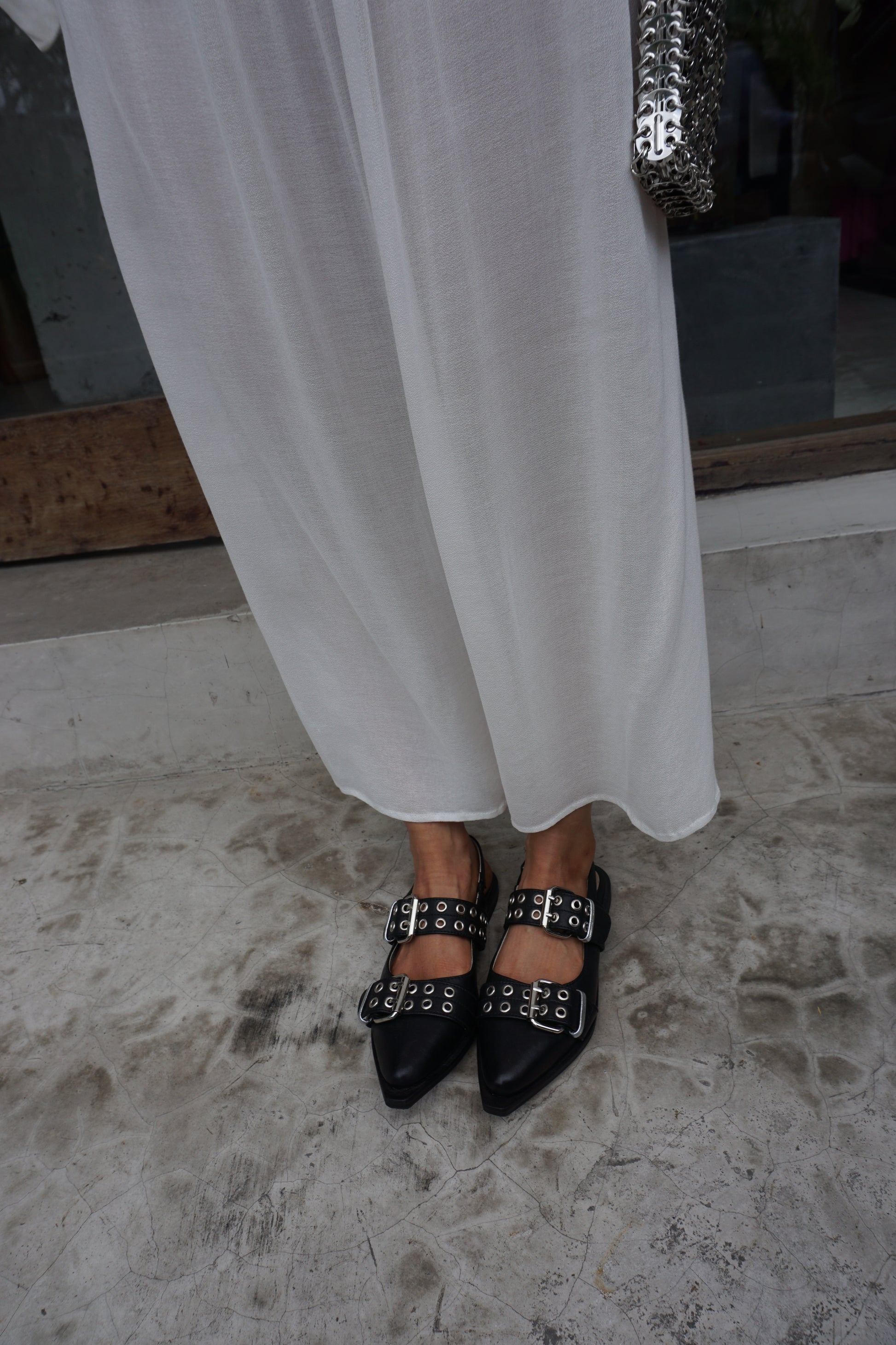 Leather belt sandal / Black - BURO