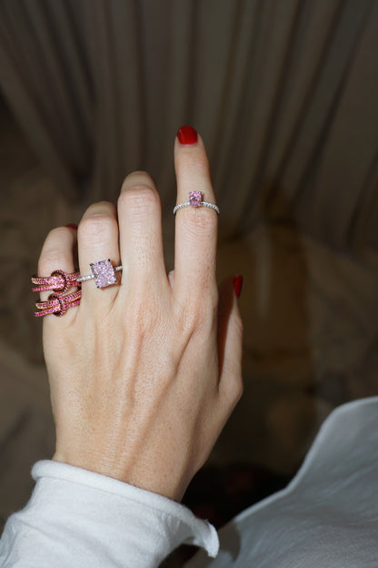 Snake stacked ring set / Pink zircon & Pink gold