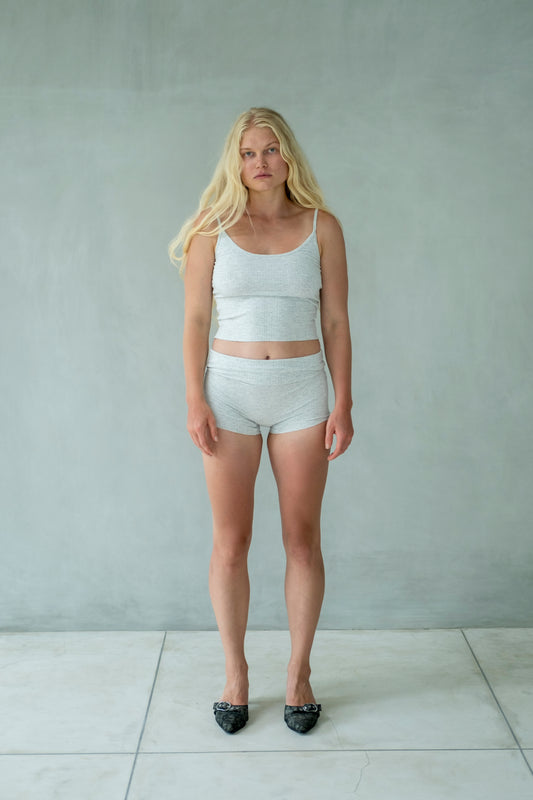 “Sore” raw edges tank top (grey rib)